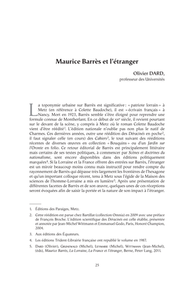 Maurice Barrès Et L'étranger