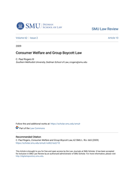 Consumer Welfare and Group Boycott Law