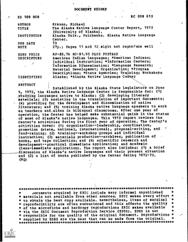The Alaska Native Language Center Report, 1973 (University of Alaska)