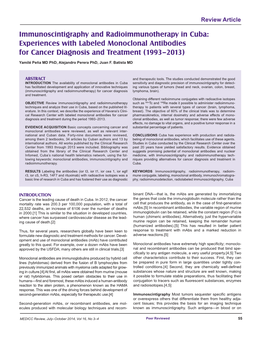 Immunoscintigraphy and Radioimmunotherapy in Cuba: Experiences with Labeled Monoclonal Antibodies for Cancer Diagnosis and Treatment (1993–2013)