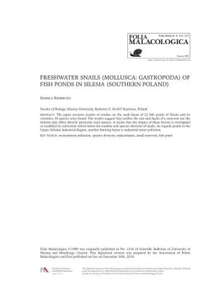 Freshwater Snails (Mollusca: Gastropoda) of Fish Ponds in Silesia (Southern Poland)