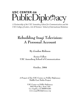 Rebuilding Iraqi Television: a Personal Account