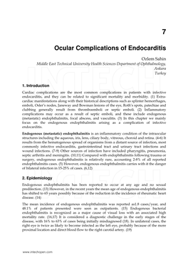 Ocular Complications of Endocarditis