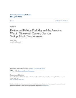 Karl May and the American West in Nineteenth Century German Sociopolitical Consciousness Emily Scott Edwkr7@Mail.Umsl.Edu