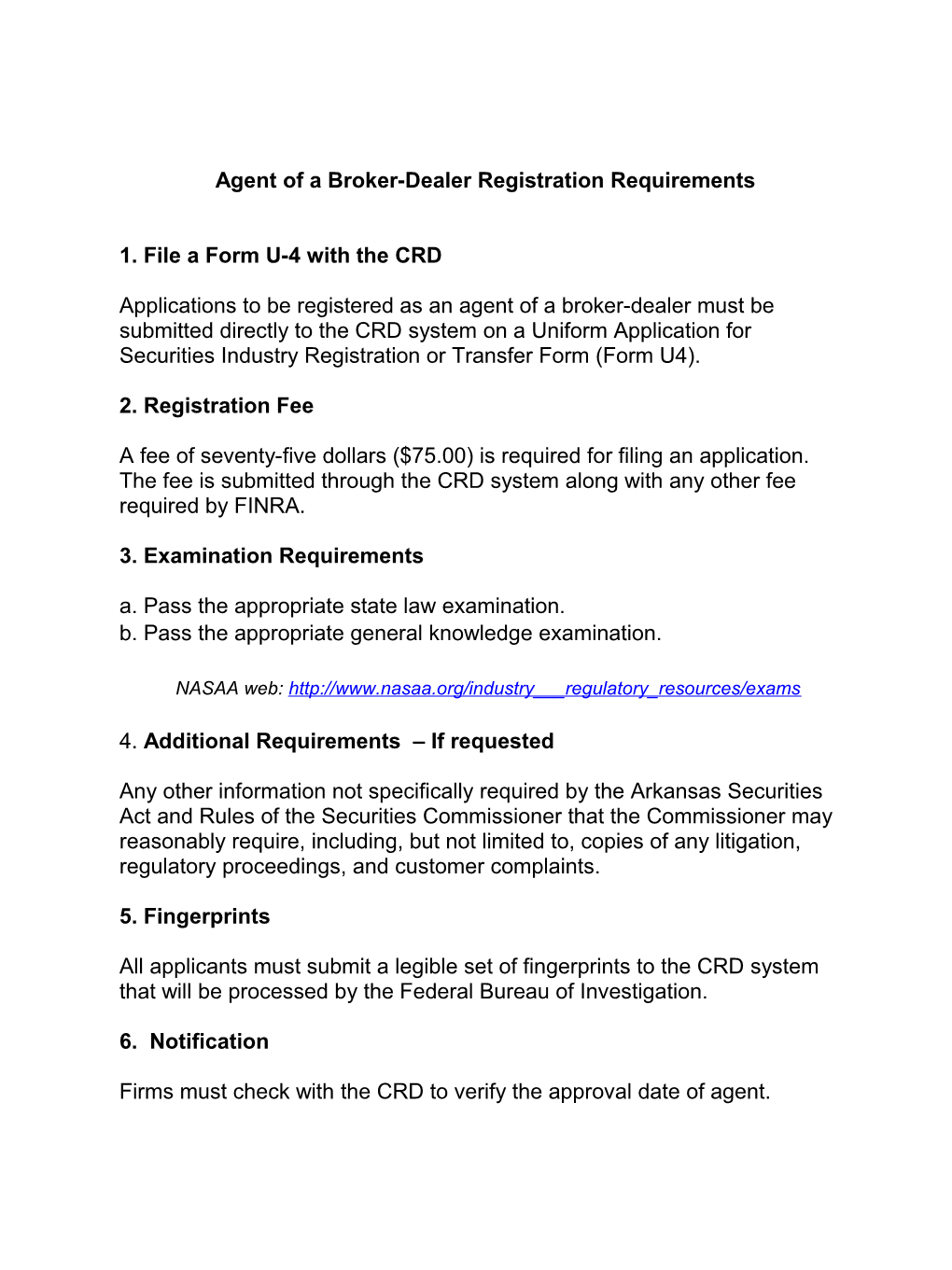 Agent of a Broker-Dealer Registration Requirements