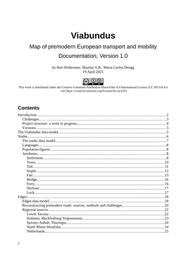 Viabundus Map of Premodern European Transport and Mobility Documentation, Version 1.0