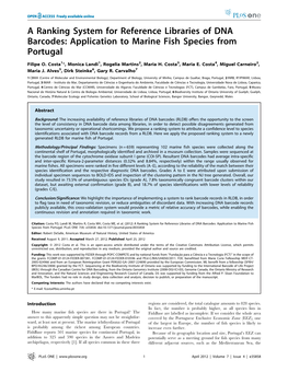 A Ranking System for Reference Libraries of DNA Barcodes: Application to Marine Fish Species from Portugal