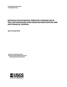 Methods for Estimating Tributary Streamflow in the Chattahoochee River Basin Between Buford Dam and Franklin, Georgia