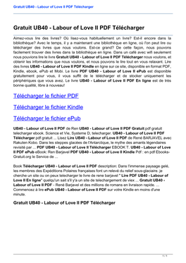 Gratuit UB40 - Labour of Love II PDF Télécharger