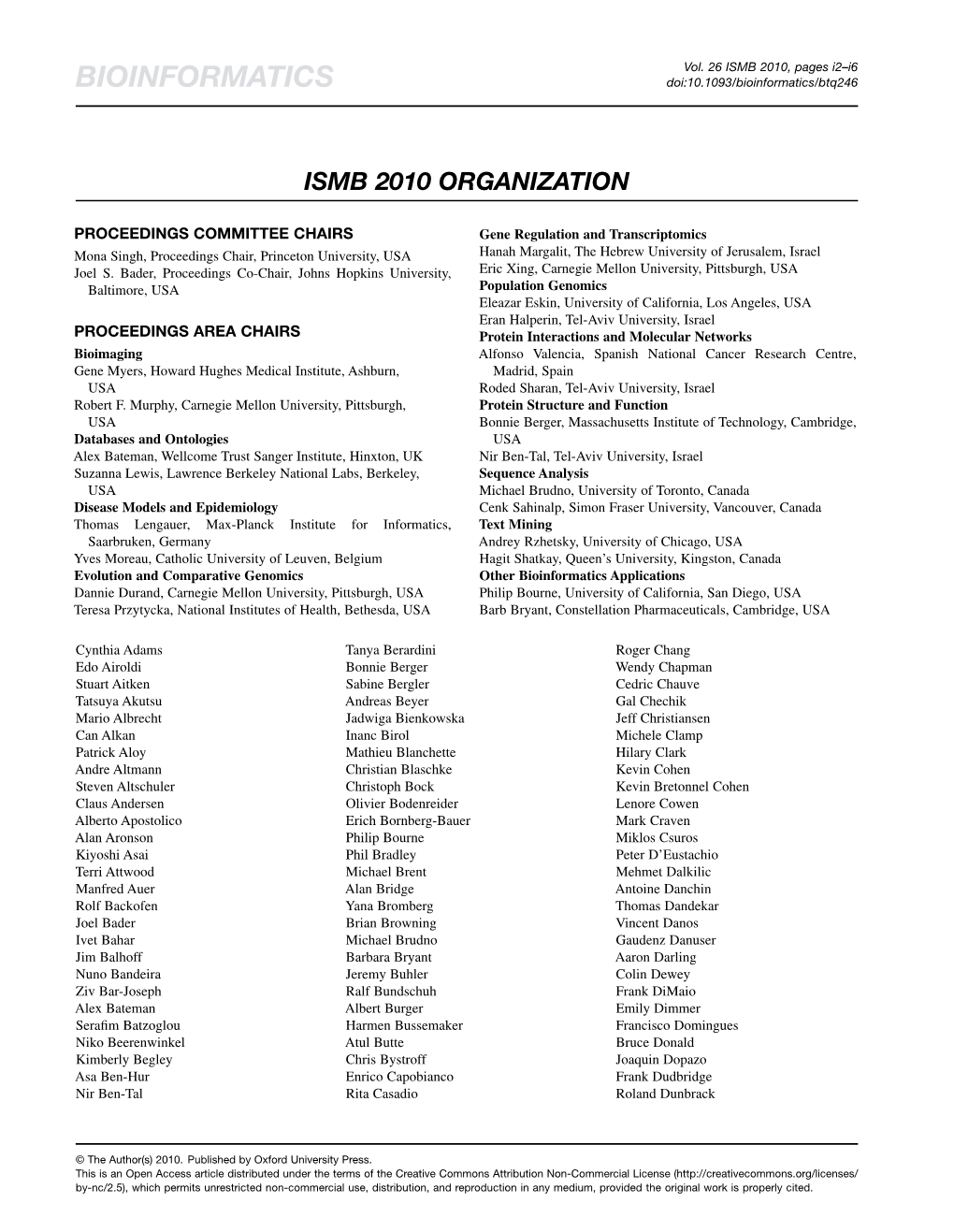 Ismb 2010 Organization