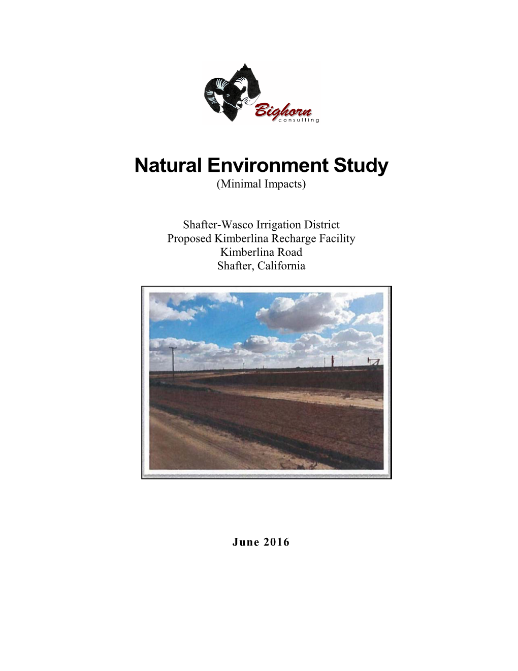 Natural Environmetnal Study for Shafter Wasco Irrigation District