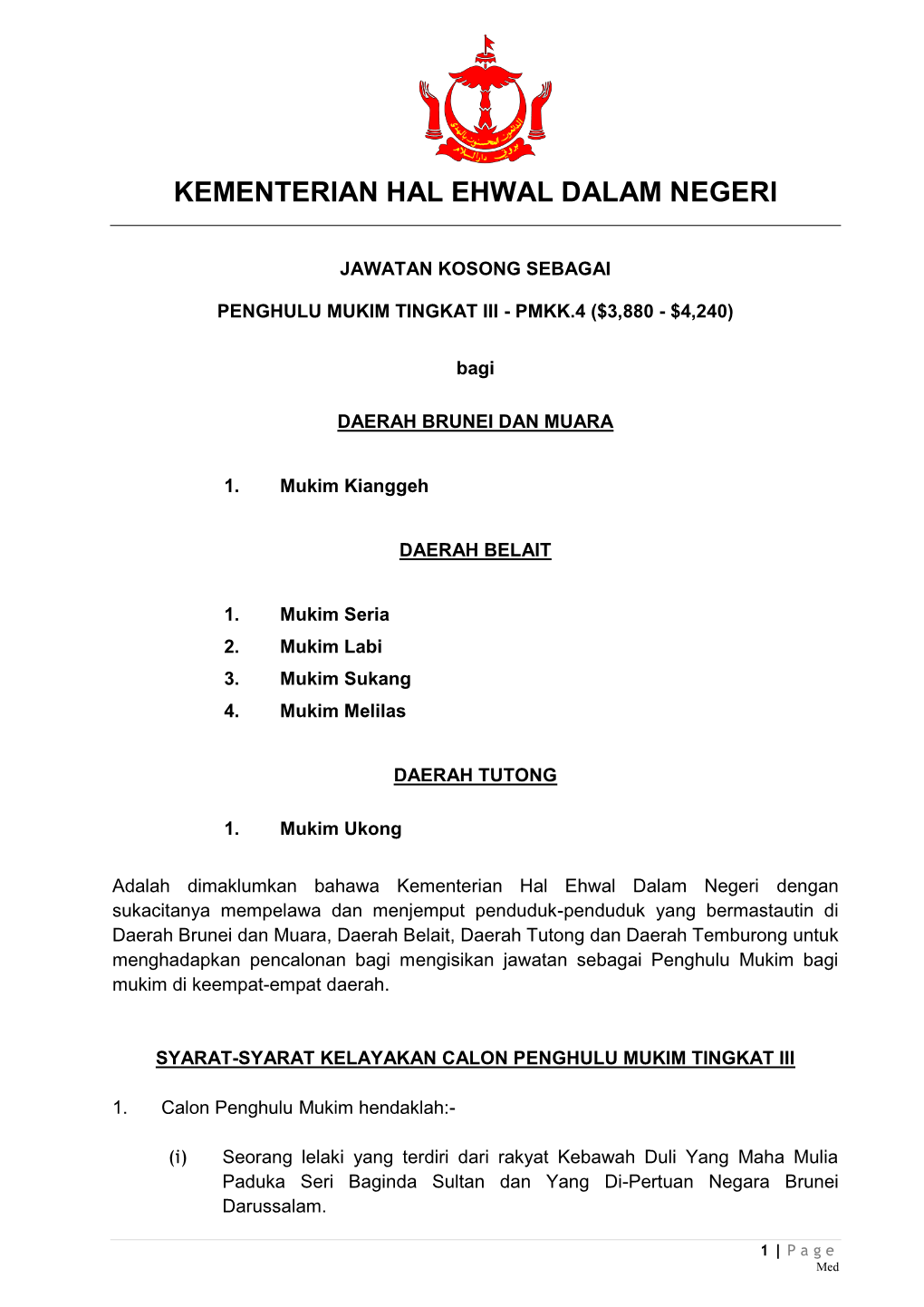 Rang Iklan Penghulu Mukim 26Jan 21Feb