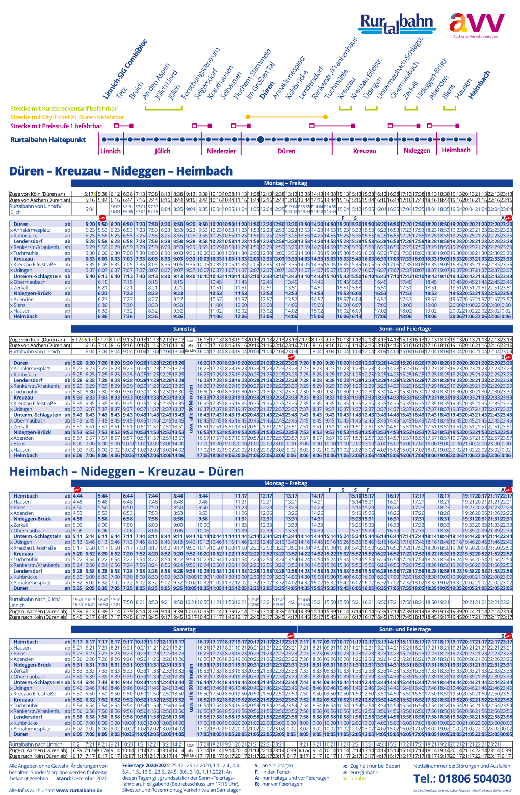 Düren – Kreuzau – Nideggen – Heimbach Montag – Freitag