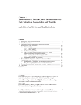 Environmental Fate of Chiral Pharmaceuticals: Determination, Degradation and Toxicity