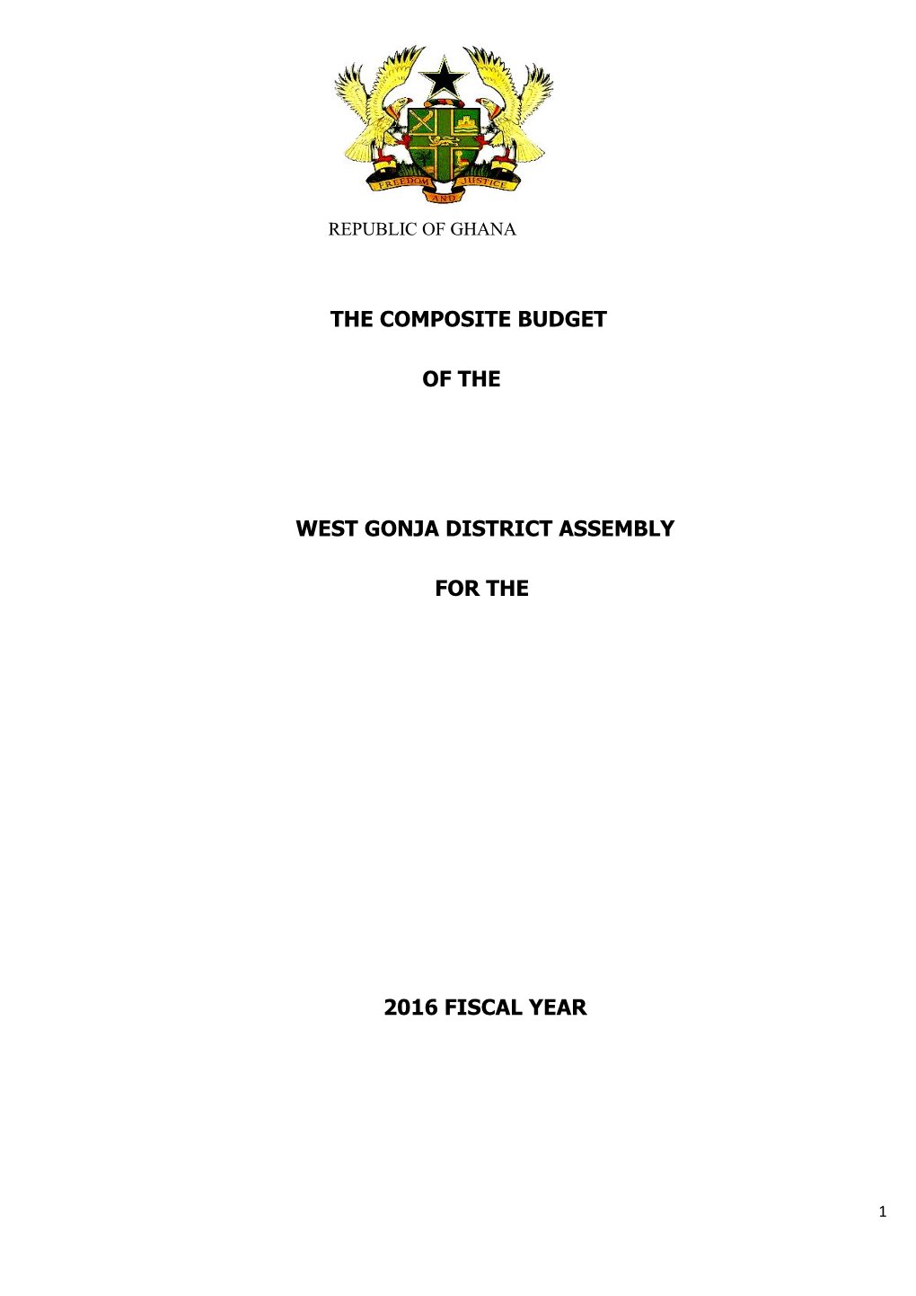 The Composite Budget of the West Gonja District Assembly for the 2016