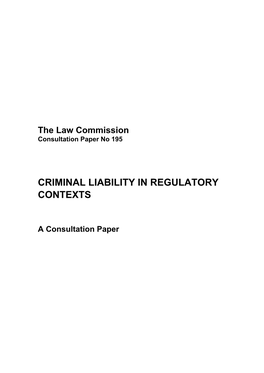 Criminal Liability in Regulatory Contexts