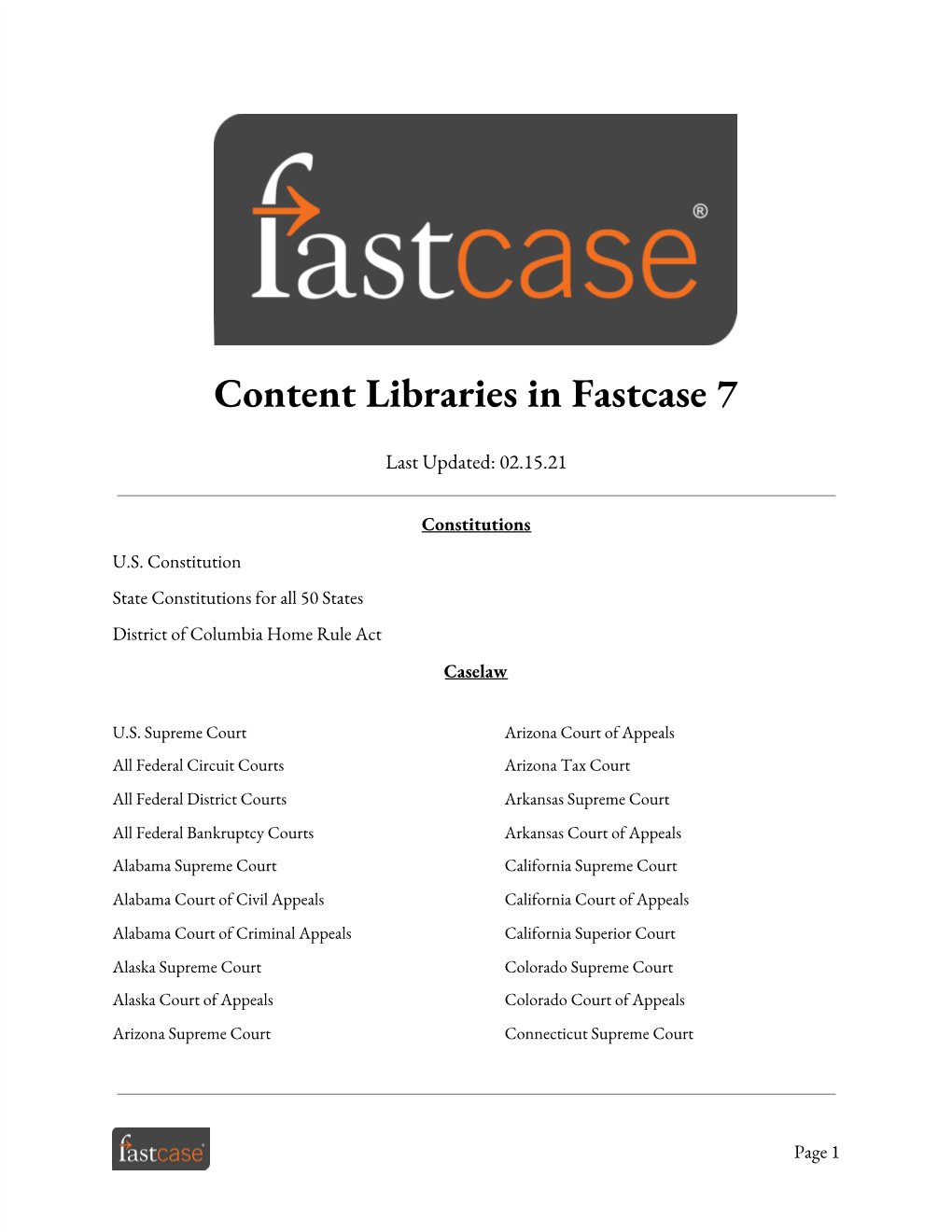 Content Libraries in Fastcase 7