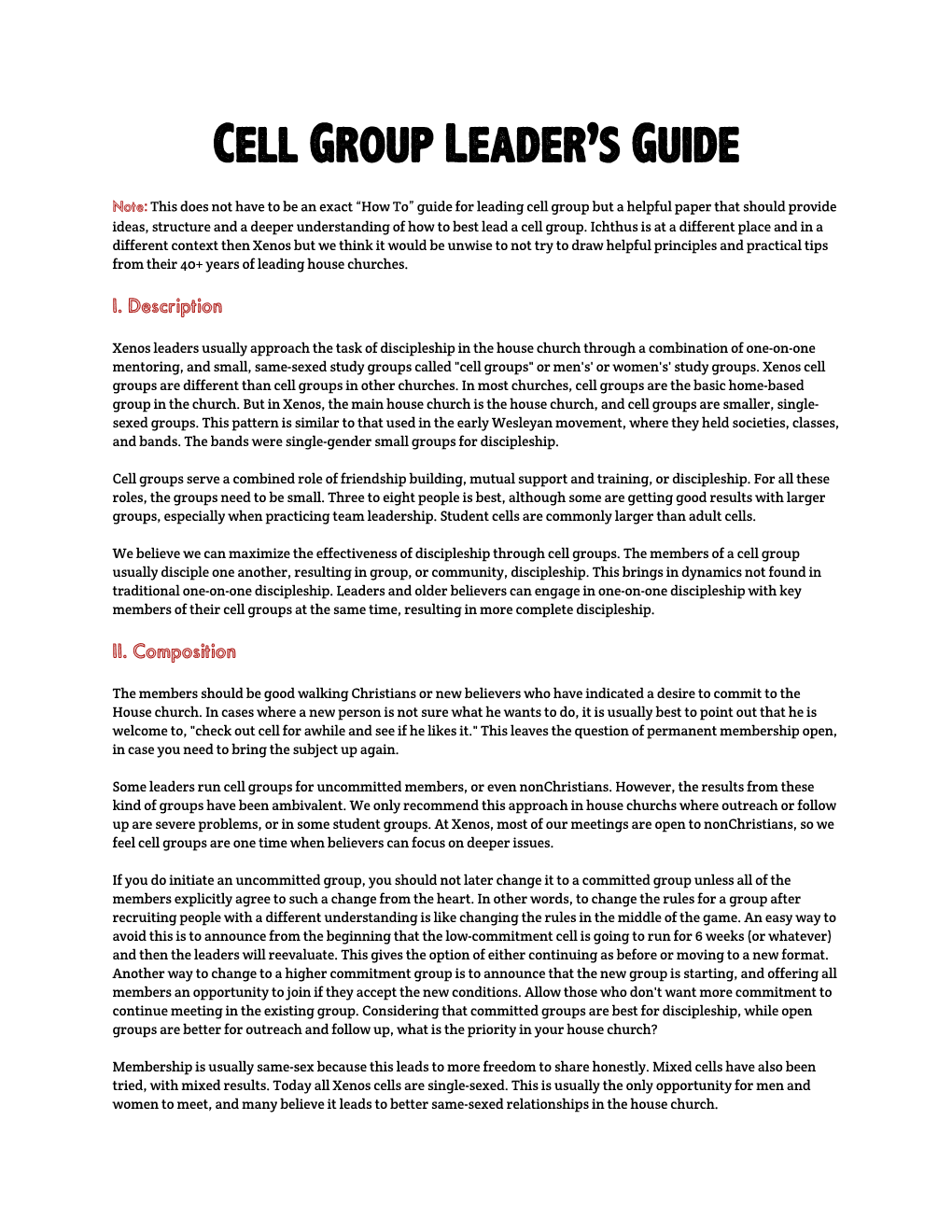 Cell Group Leader's Guide