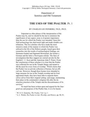 THE USES of the PSALTER: Pt