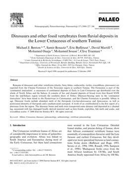 Dinosaurs and Other Fossil Vertebrates from Fluvial Deposits in the Lower