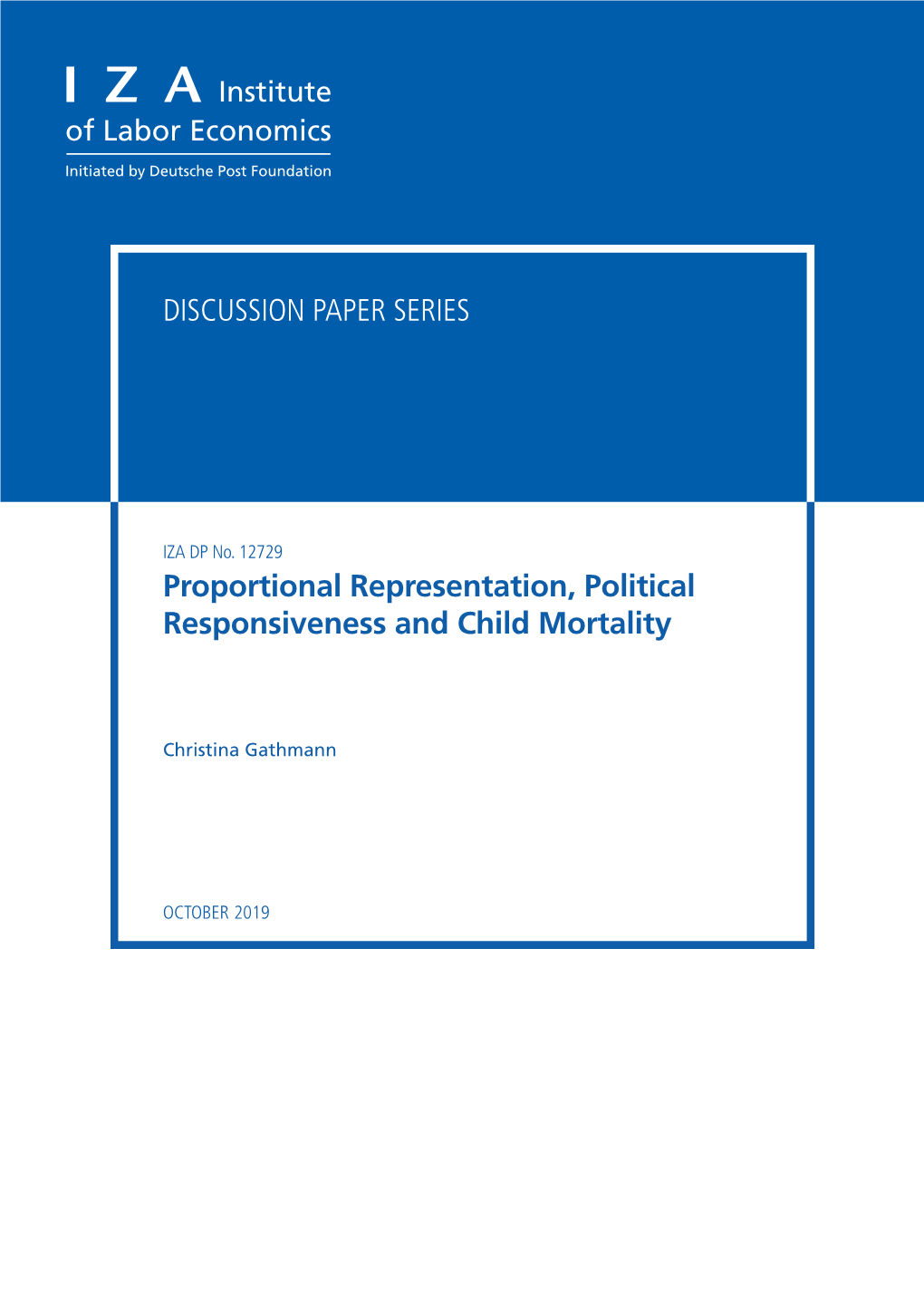 Proportional Representation, Political Responsiveness and Child Mortality