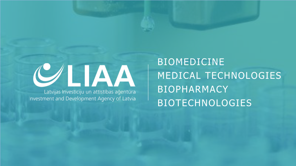 BIOMEDICINE MEDICAL TECHNOLOGIES BIOPHARMACY BIOTECHNOLOGIES Contents