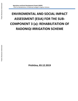 (A): REHABILITATION of RADONIQI IRRIGATION SCHEME