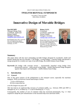 Innovative Design of Movable Bridges