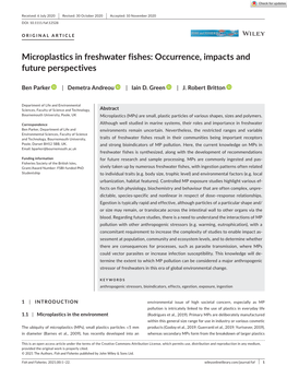Microplastics in Freshwater Fishes: Occurrence, Impacts and Future Perspectives