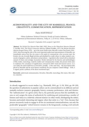 Audiovisuality and the City of Marseille, France: Creativity, Communication, Representation