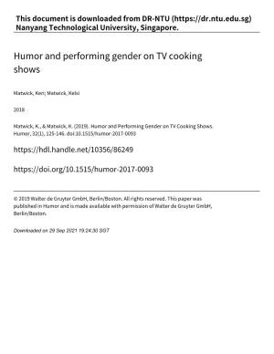 Humor and Performing Gender on TV Cooking Shows
