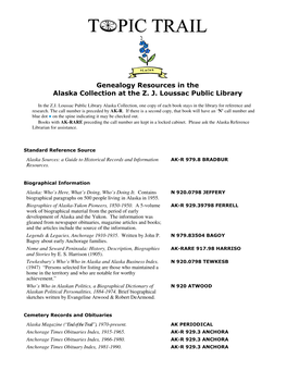 Genealogy Resources in the Alaska Collection at the Z. J. Loussac Public Library