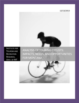Analysis of Touring Cyclists: Impacts, Needs and Opportunities for Montana