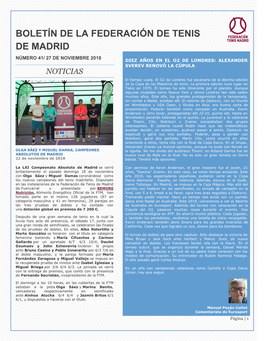 Boletín De La Federación De Tenis De Madrid