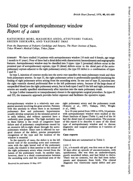 Distal Type of Aortopulmonary Window Report of 4 Cases