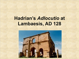 Hadrian's Adlocutio at Lambaesis, AD