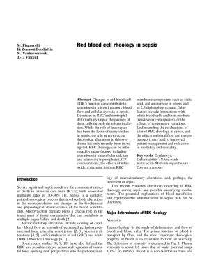 Red Blood Cell Rheology in Sepsis K