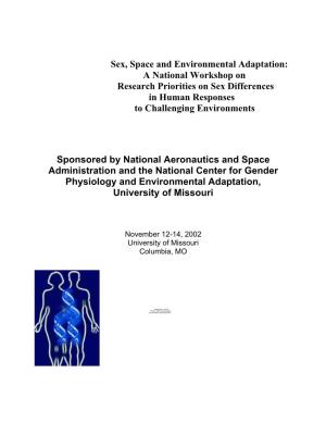 Sex, Space and Environmental Adaptation: a National Workshop on Research Priorities on Sex Differences in Human Responses to Challenging Environments