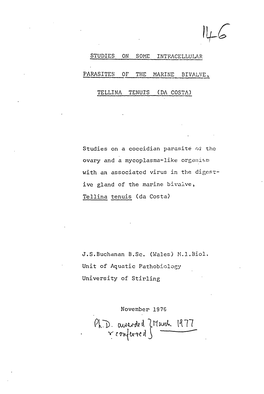 PARASITES of the MARINE Bivalveı University of Stirling