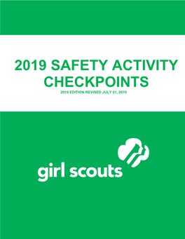 Safety Activity Checkpoints 2019 Edition Revised July 01, 2019