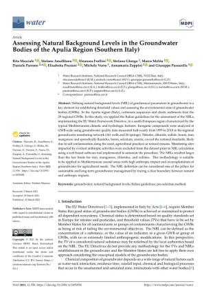 Assessing Natural Background Levels in the Groundwater Bodies of the Apulia Region (Southern Italy)
