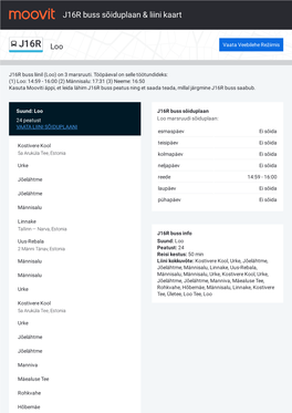 J16R Buss Sõiduplaan & Liini Marsruudi Kaart