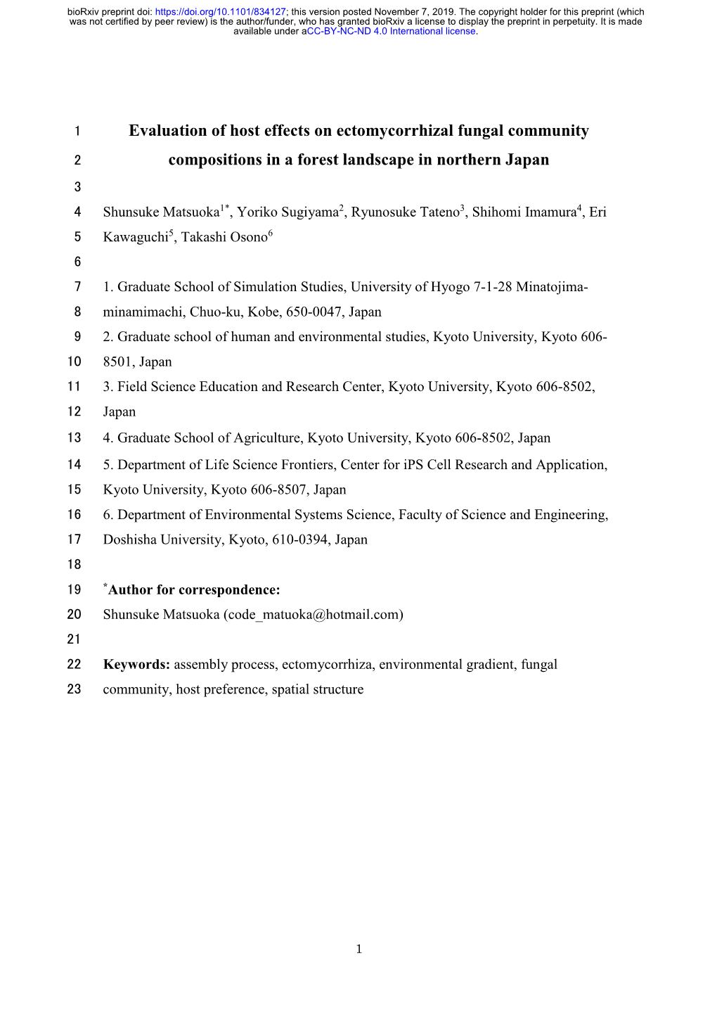 Evaluation of Host Effects on Ectomycorrhizal Fungal Community