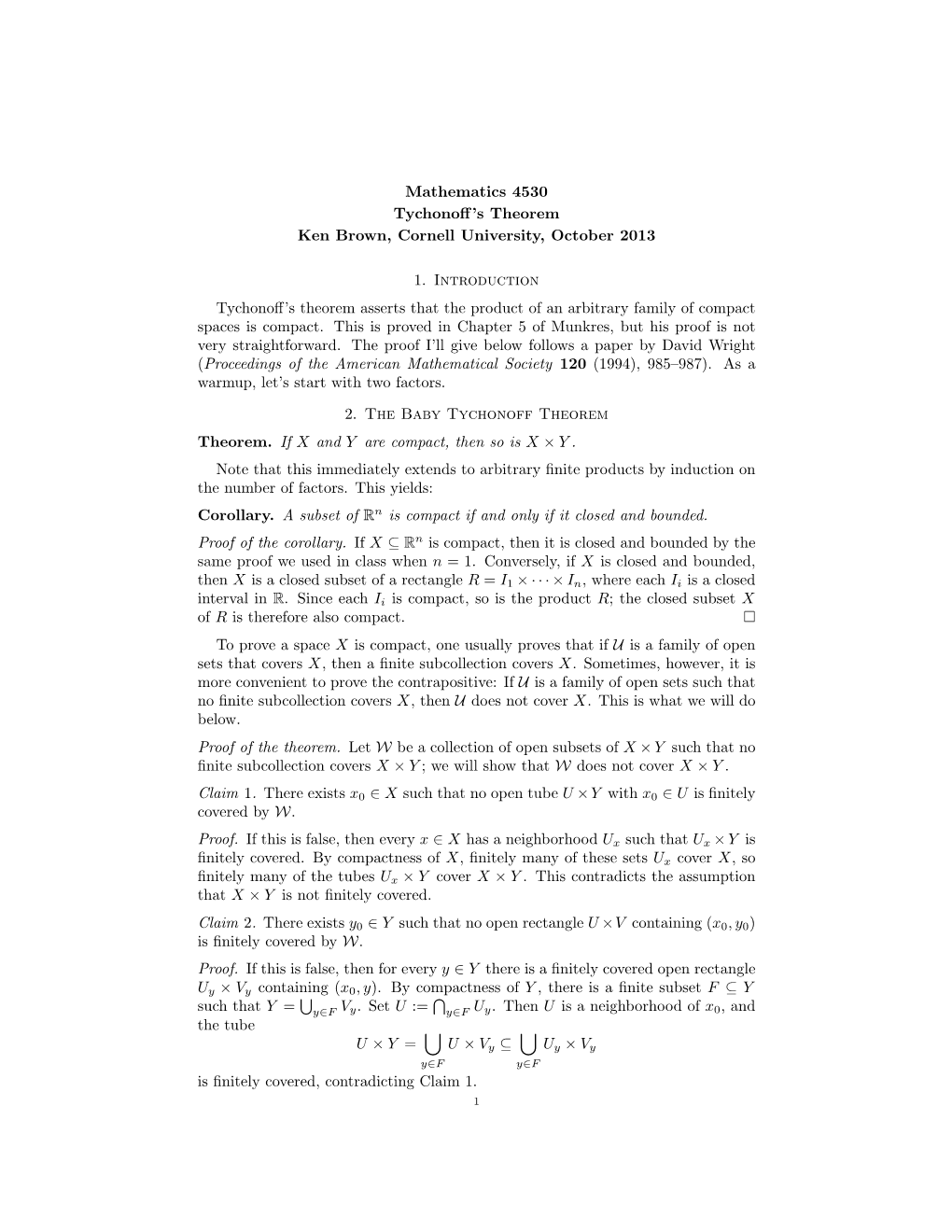 Tychonoff's Theorem