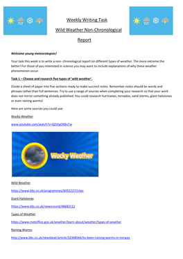 Weekly Writing Task Wild Weather Non-Chronological Report