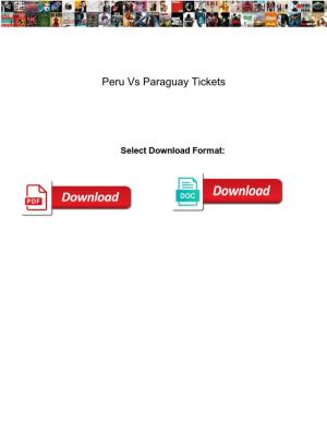 Peru Vs Paraguay Tickets