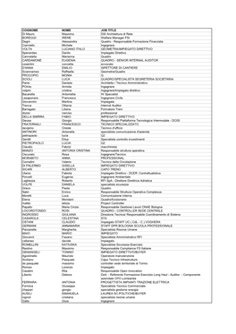 COGNOME NOME JOB TITLE Di Mauro Massimo DSI Architettura Di Rete BOREGGI IRENE Welfare Manager FSI Degni Alessandra Quadro