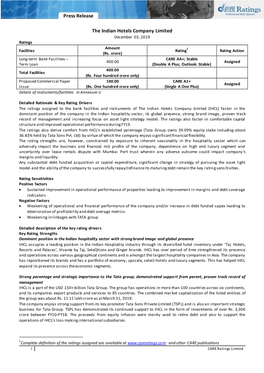 Press Release the Indian Hotels Company Limited
