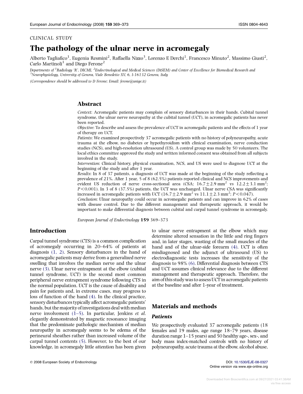 The Pathology of the Ulnar Nerve in Acromegaly