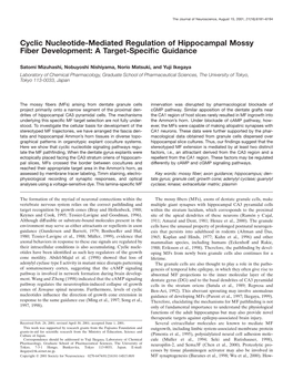 Cyclic Nucleotide-Mediated Regulation of Hippocampal Mossy Fiber Development: a Target-Speciﬁc Guidance